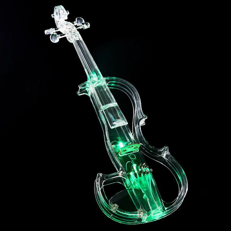 Transparent Electronic Violin 4/4 Light Up Electric Violin Child Adult Practice Violins Acrylic Panel Violins Set for Beginner
