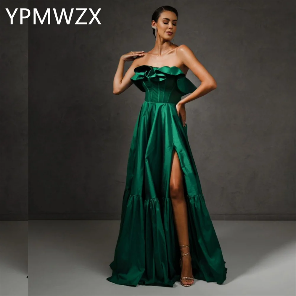 Customized Evening Dress Party Occasion Women Formal Dress YPMWZX Strapless A-line Floor Length Skirts Draped Bespoke Occasion D