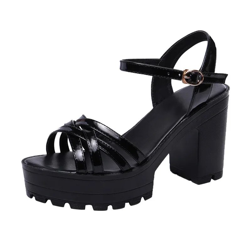 Quality Plus Size 32-43 Block Heel 8cm Platform Sandals Women Shoes Creepers 2024 Summer High Heels Sandals Ladies Office Shoe