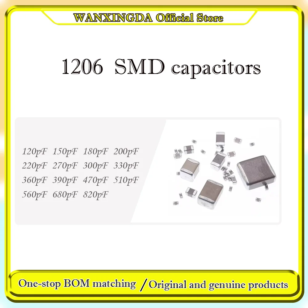 1206 SMD 100Pcs 4000Pcs 120pF 150pF 180pF 200pF 220pF 270pF 300pF 330pF 360pF 390pF 470pF 510pF 560pF 680pF 820pF