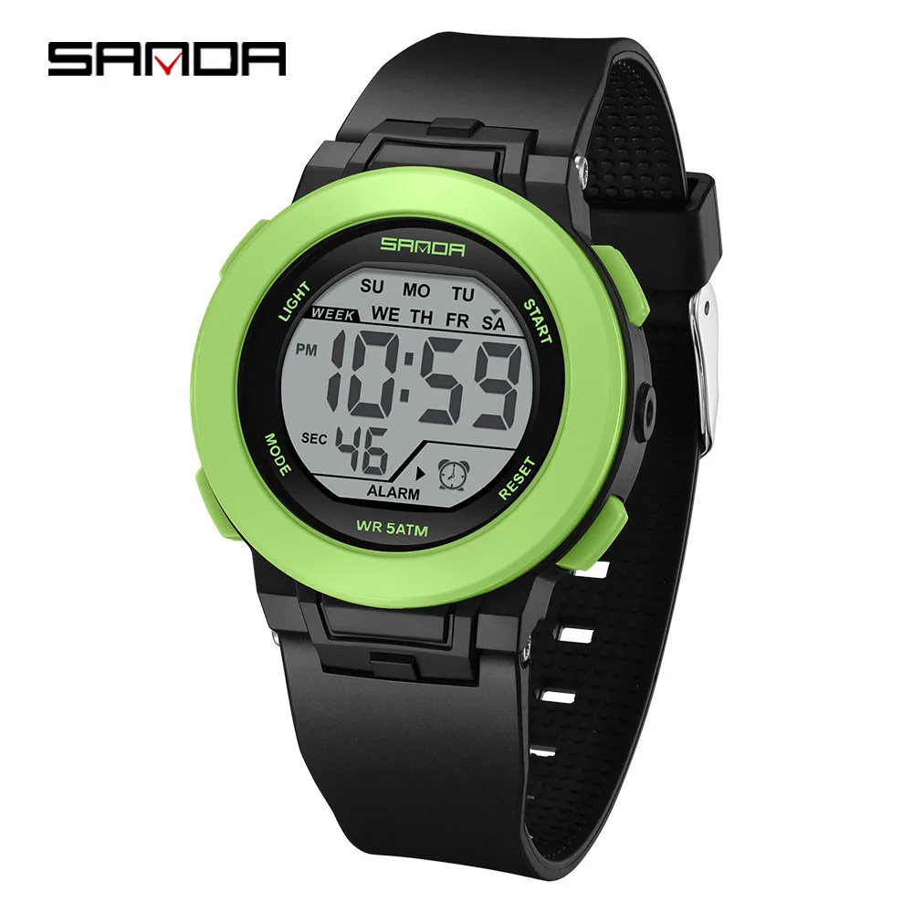 SANDA SD6383 multifunctional color light watch for high school students' sports, men's and women's electronic watches