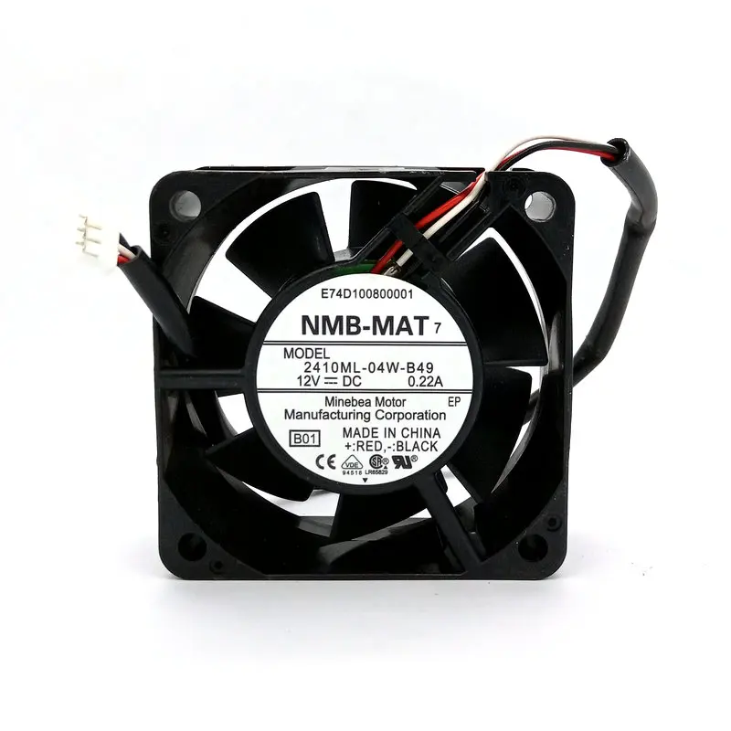 Original 2410ML-04W-B49 B01 60*60*25MM DC12V 0.22A 3Lines Alarm Signal dual ball bearing Cooling fan