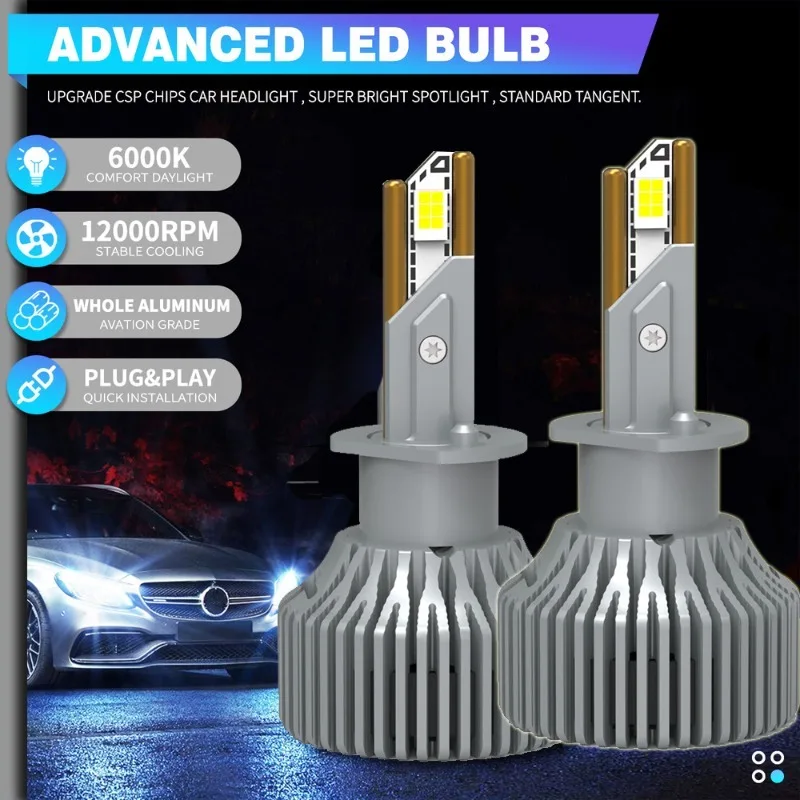 

H7 Автомобильная светодиодная фара Canbus 10000LM 2 медная труба H4 H1 H7 H11 H8 HB3 9005 HB4 9006 Автоматическая противотуманная фара 12 В 24 В