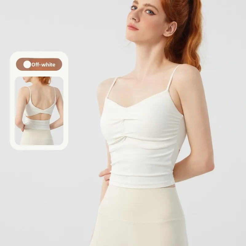مثير معقود الجوف خارج عارية الذراعين Strappy تانك الأعلى المرأة عالية مرونة كأس ثابت عارية الذراعين سترة رياضية