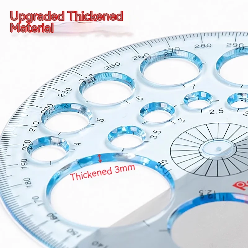 Regla Circular de retales de alto grado, herramienta de dibujo para estudiantes, 11,5 cm de diámetro del pie, 360 grados, suministros de dibujo para