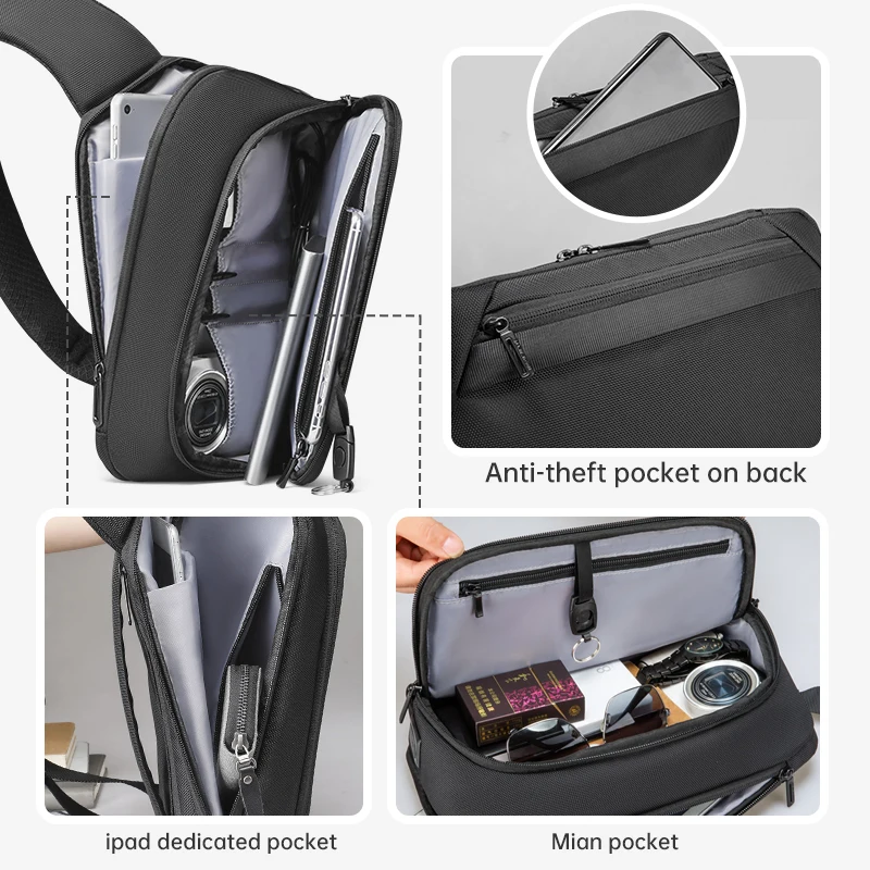 Mark Ryden Water Repellent Chest Bag for Men with USB Charging Port