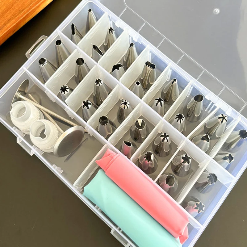 Stainless Steel Decorating Nozzle Bag Boxed Bean Cookie Puff Squeezing Nozzle Novice Diy Cream Cake Decorating Tool