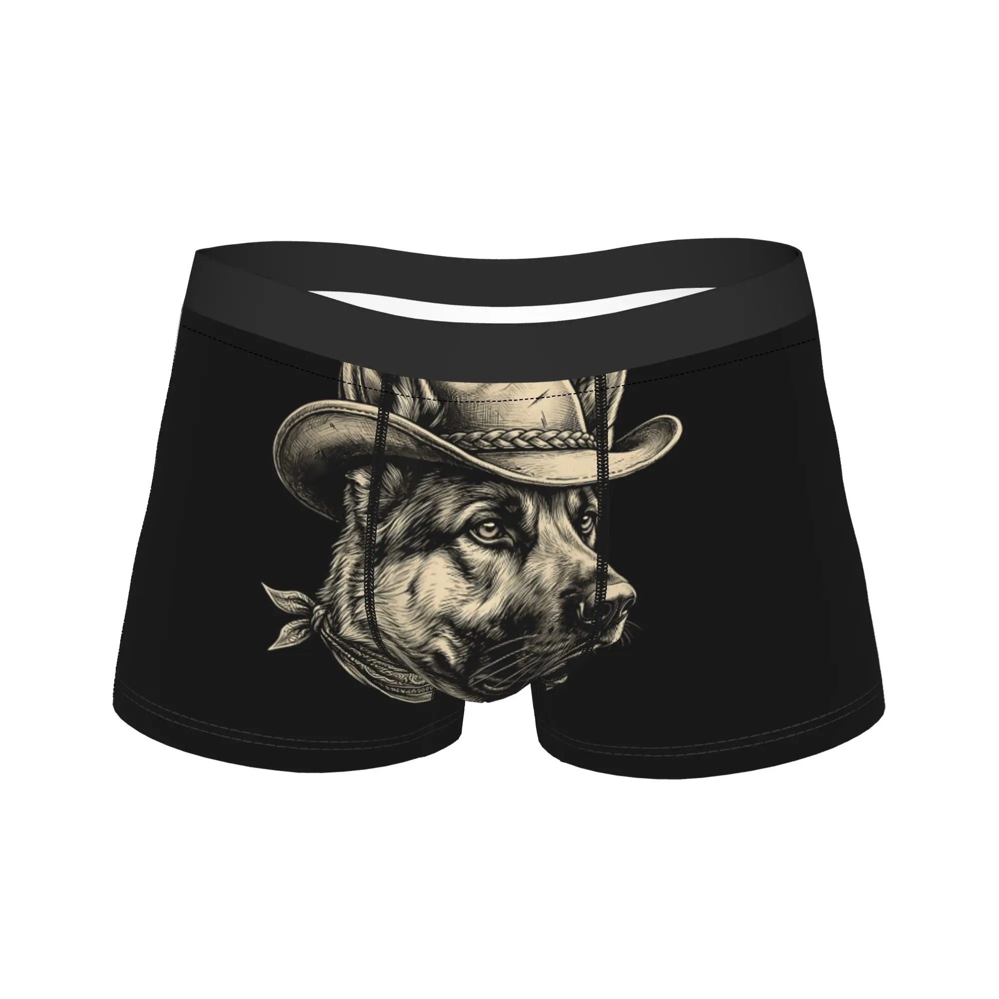 

German Shepherd Cowboy Western Vintage Underwear Men's Shorts Briefs Breathable Trunk High Quality Customs Plus Size Underpants