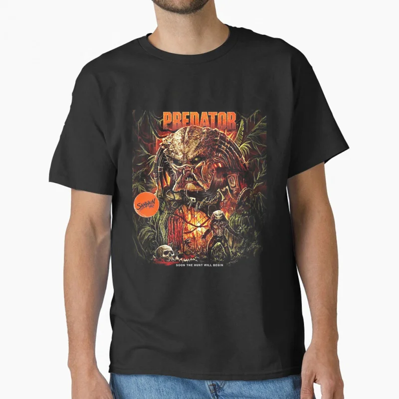 

80s Retro Horror movie Predator The Jungle Hunter Alien Warrior Scary Halloween Gift T shirt large size Tops S-6XL mens clothing