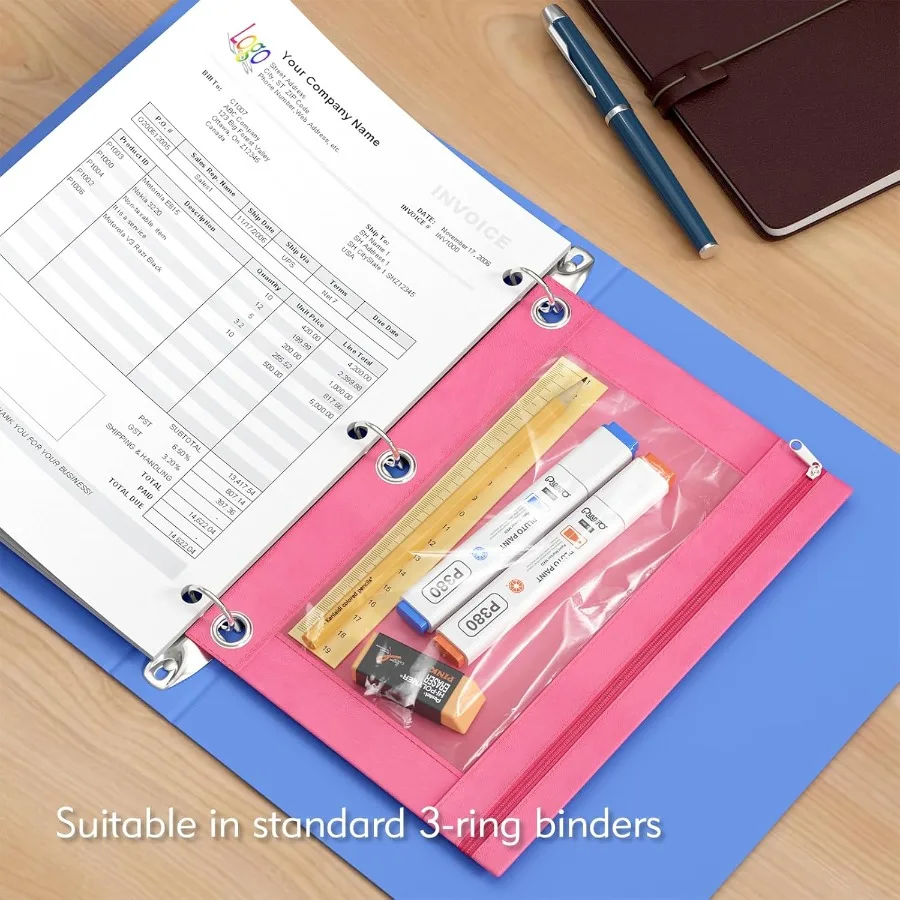 2 pacote bolsa de lápis para 3 anel binderbinder lápis bolsa com zíper 3 anel lápis caso com janela clara grande capacidade lápis b
