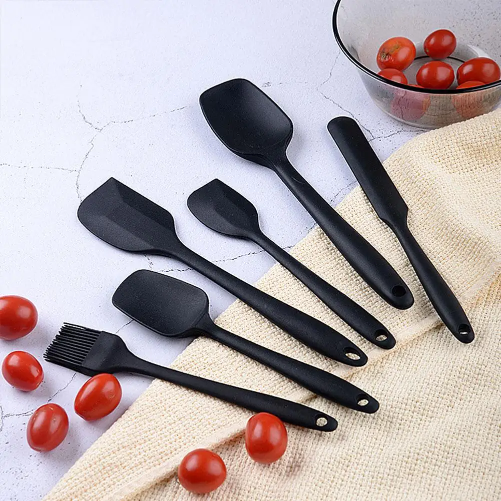 6Pcs Silicone Kitchenware Non-Stick Cookware Kitchen Utensils Set Spatula Shovel Egg Beaters Wooden Handle Cooking Tool Set