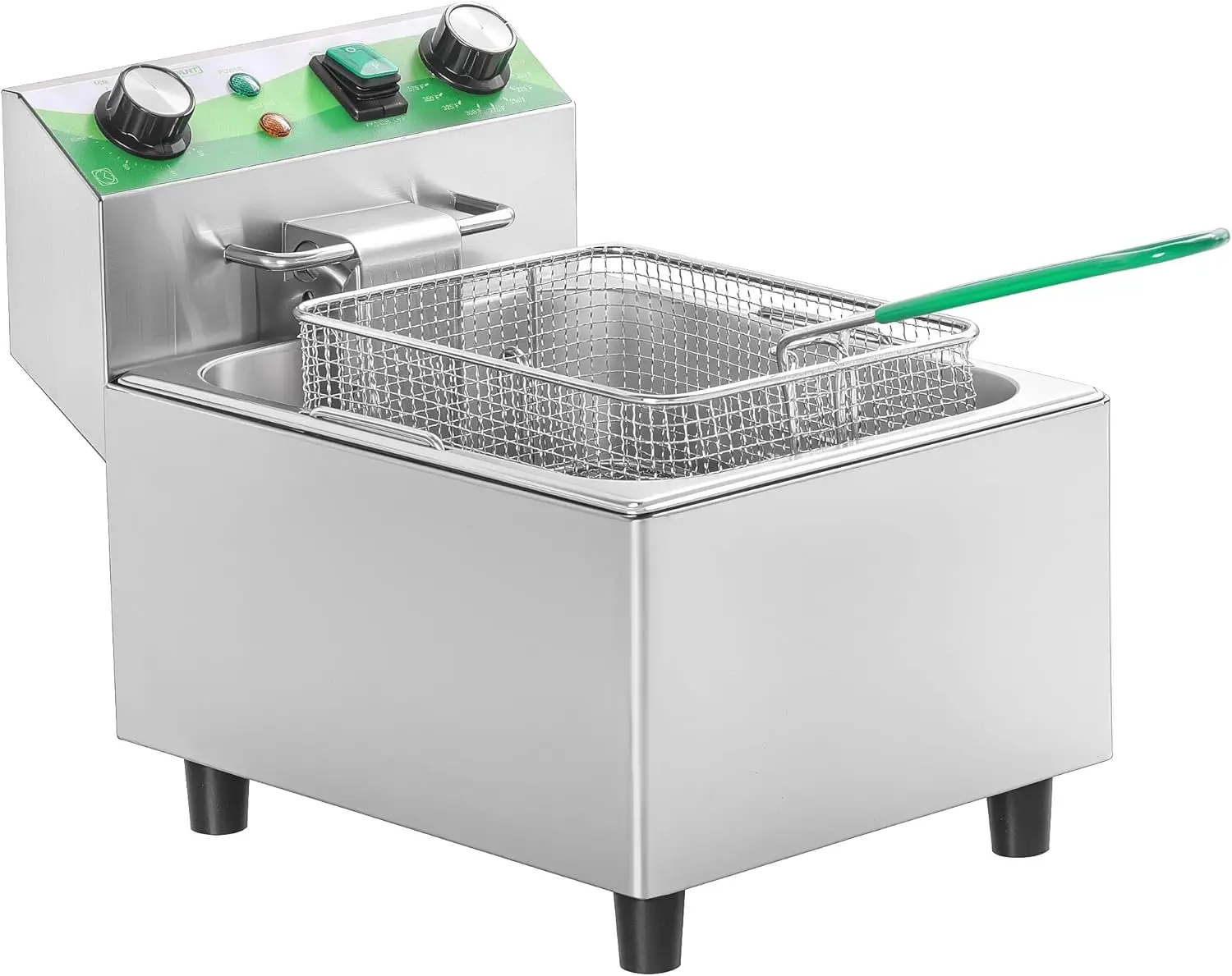 

Electric Deep Fryer with Timer 10L/10.6QT Commercial Deep Fryer with Basket and Lid, Temp Control, 1700W/110V Stainless Steel