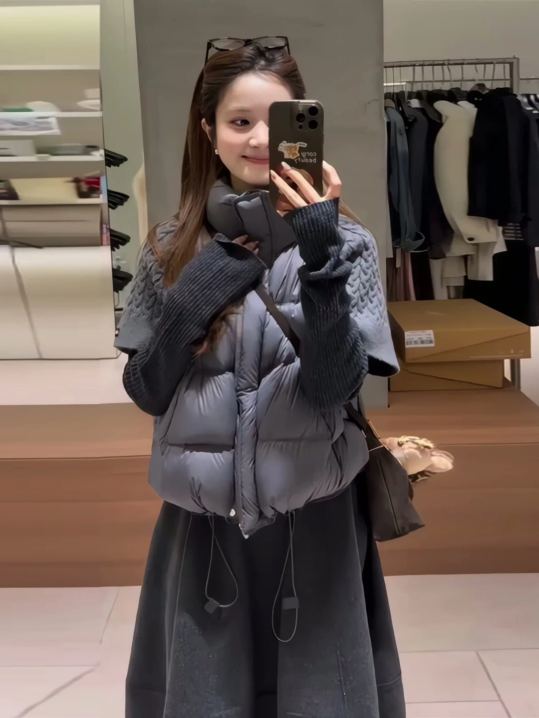 

Faionable Knitted Patchwork down Vest Jaet Women's Casual Sle Zipper Closure ort Sve Thiened White Du down