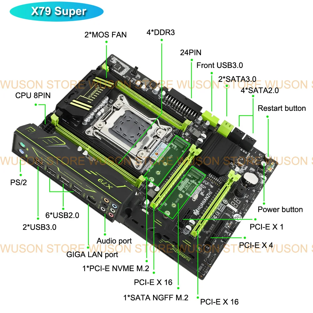 Imagem -04 - Huananzhi X79 Pacote Placa-mãe à Venda Duplo M.2 Ssd Slots Xeon Cpu e5 1660 3.3ghz Grande Marca Ram 32g 4*8g Reg Ecc Melhor Combinação