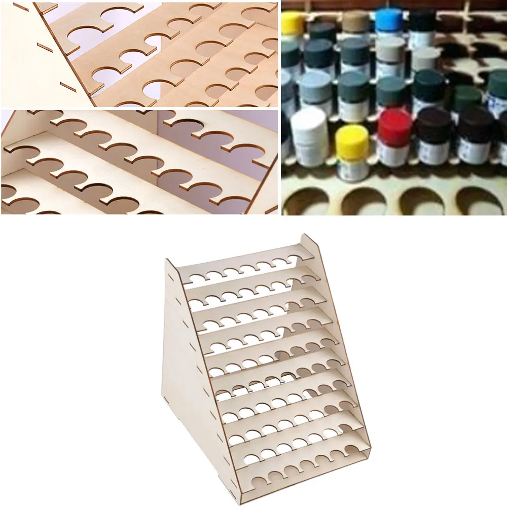 Wooden Paint Bottles Rack Model Organizer Epoxy Tool Storage Holder 75 Holes