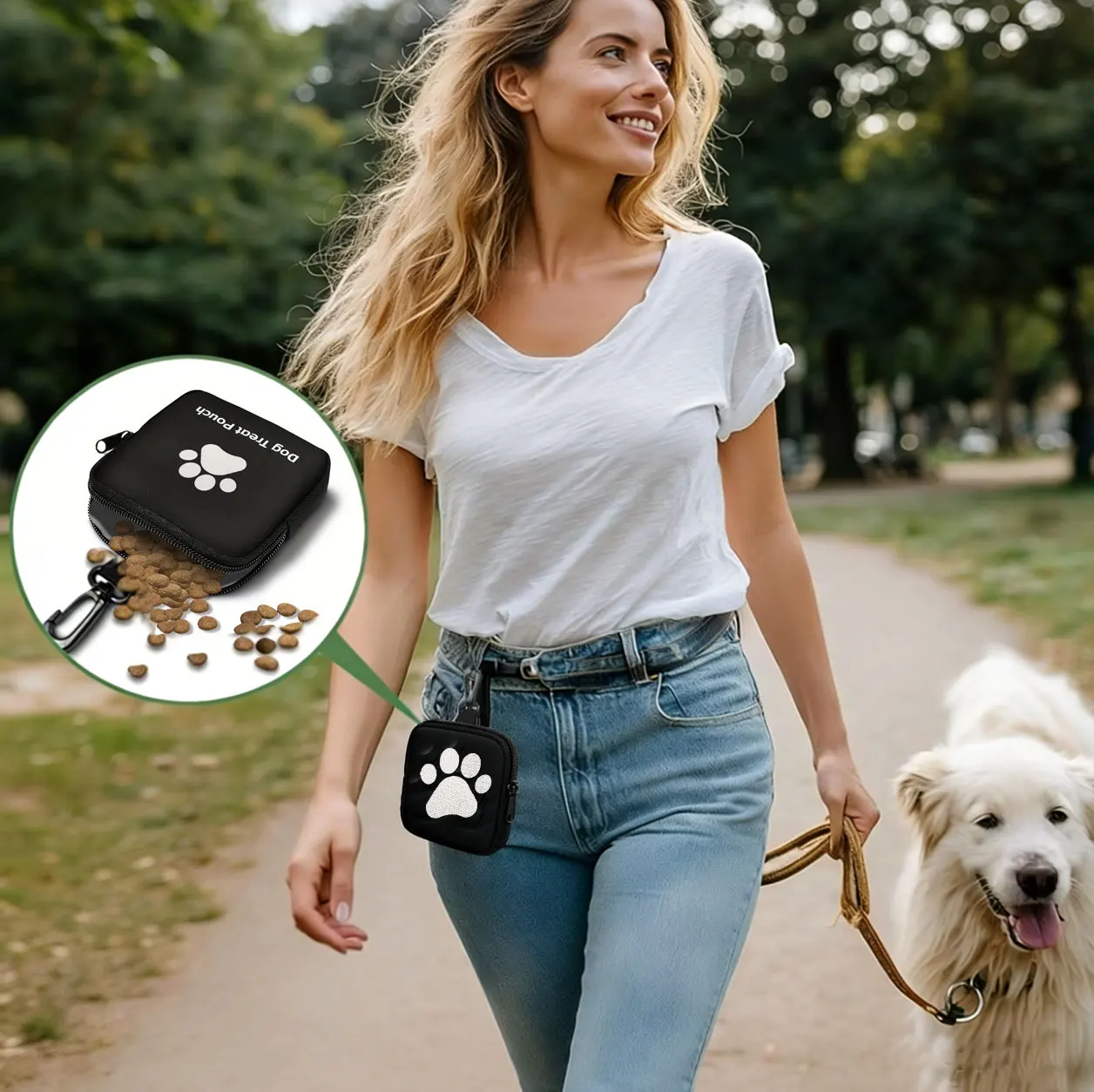 Dog Treat Pouch Portable Pet Training Snack Bag with Clip Waterproof Dog Food Storage Bag for Outdoor Walking4 Colors Available