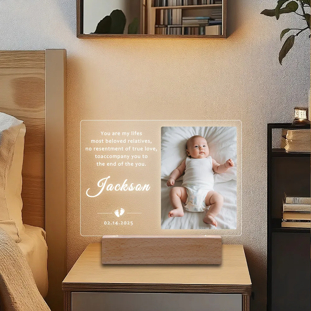 Custom Photo Night Light Personalized 3 Color LED Lamp Acrylic Heart Picture Frame Anniversary Birthday Wedding Baby Mother Gift