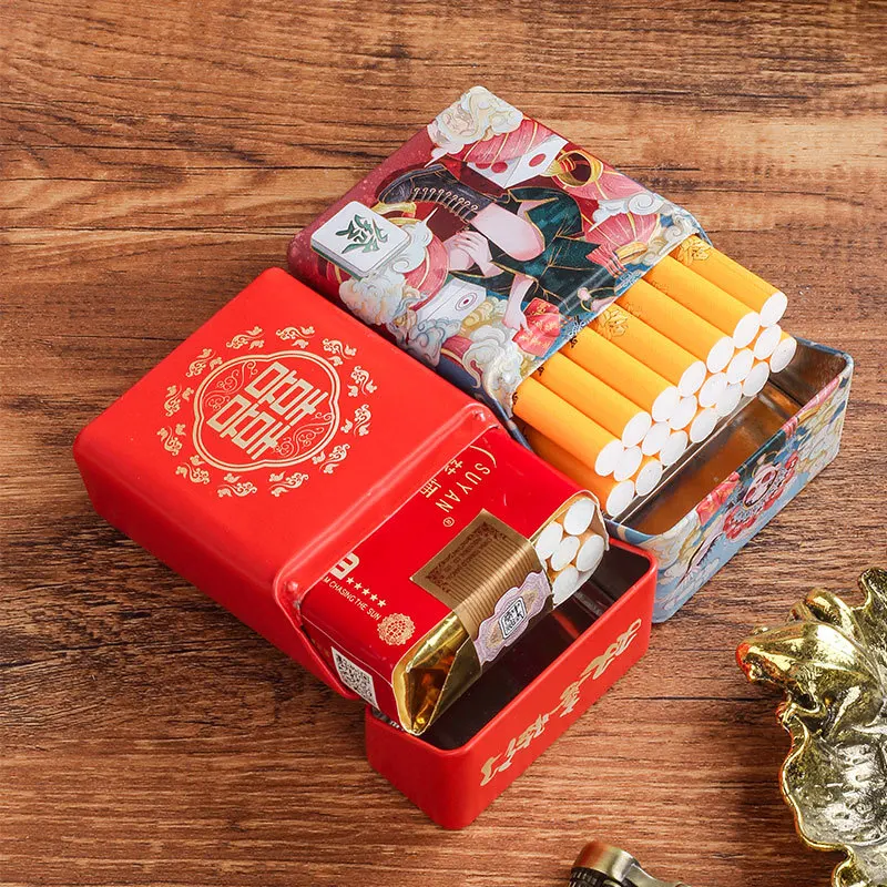 Metal Cigarette Box Hand-rolled Cigarette Case 20 pieces of Loose Soft Pack Cigarette Tobacco Box Set