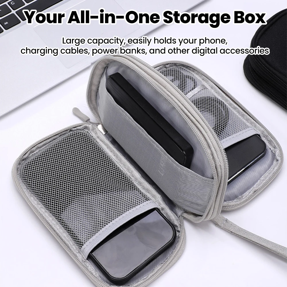 Electronics Accessories Portable Organizer Travel Essential Multi-Functional Storage Bag USB Data Cable Wired Headset Organizer