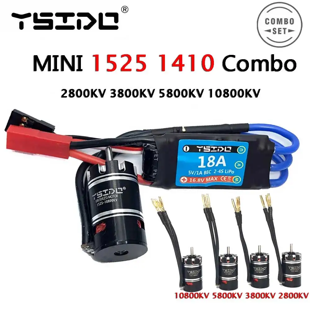 YSIDO mini 1525 1410 Combo Silnik bezszczotkowy 2800KV 3800KV 5800KV 18A ESC do Kyosho Mr03 Pro Atomic DRZ 1/24 1/28 1/32 RC Car