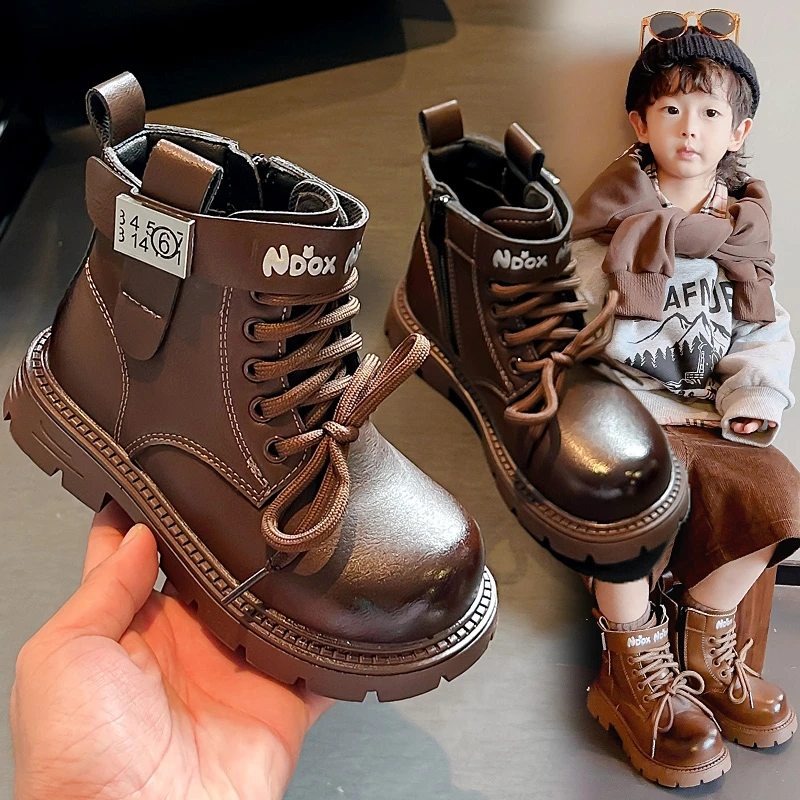 

2025 Autumn Winter children's boots high-quality fashionable boy's boots children's boots handsome British style ankle boots