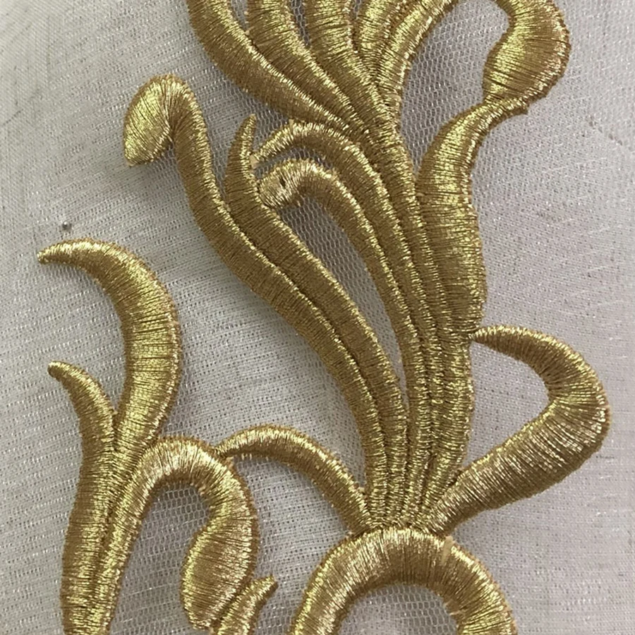 Gold Neckline collar Lace Fabric  Trims Sew On Patches Embroidery For Wedding Appliques Decoration DIY