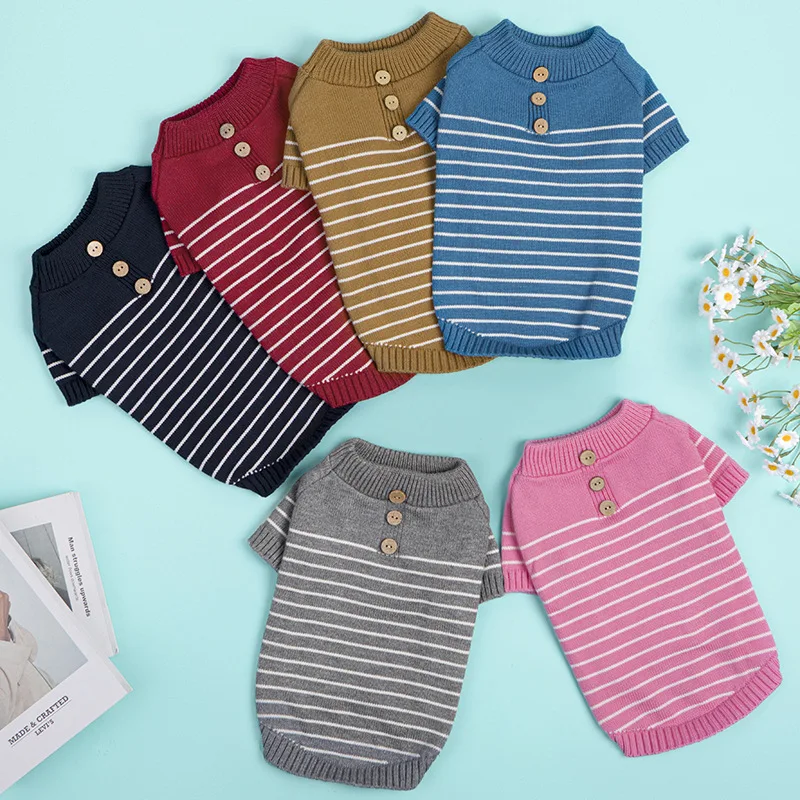 

Striped Dog Clothes Winter Knitted Sweater For Dog Costume jumper Sweaters For Small Medium Dogs Dachshund Poodle Puppy Clothing
