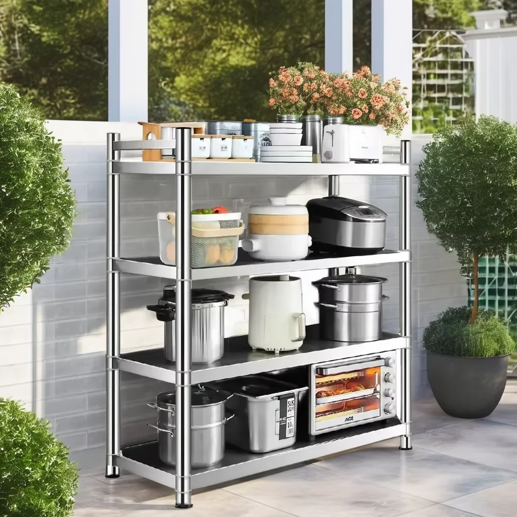 Floor-standing Multifunctional Stainless Steel Storage Shelf Modular Rack Plant Flower Stand Outdoor Use Furniturepromote sales