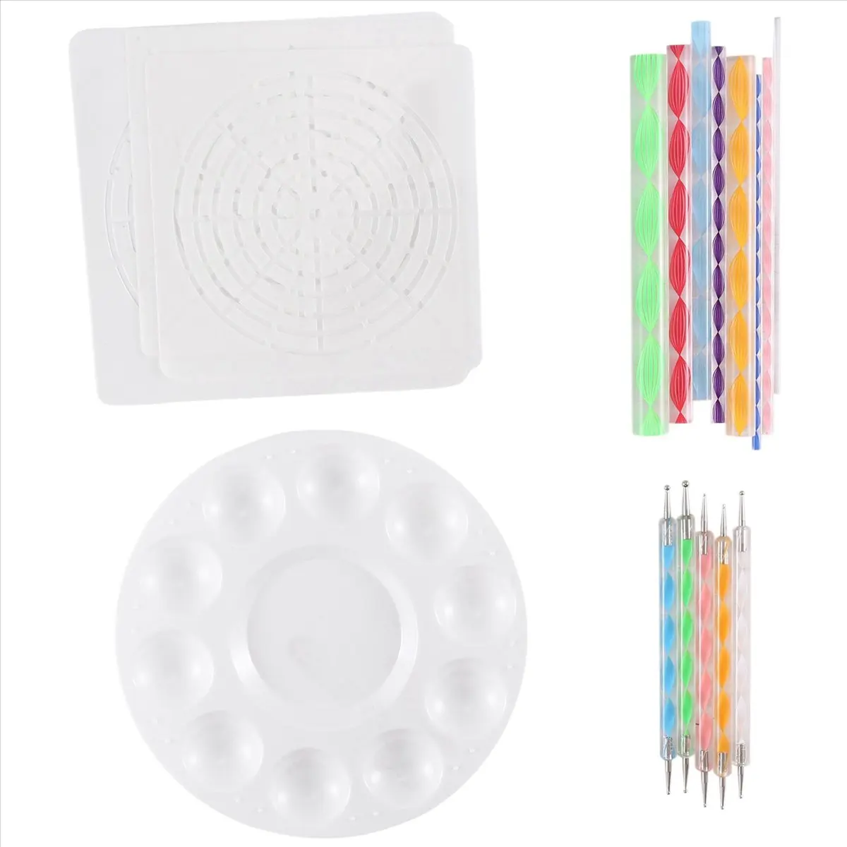 A75K Mandala Dotting Stencil Tools Rock Painting Kit Ball Stylus Dotting Tools Include Stencil, Paint Tray (17 Pack)