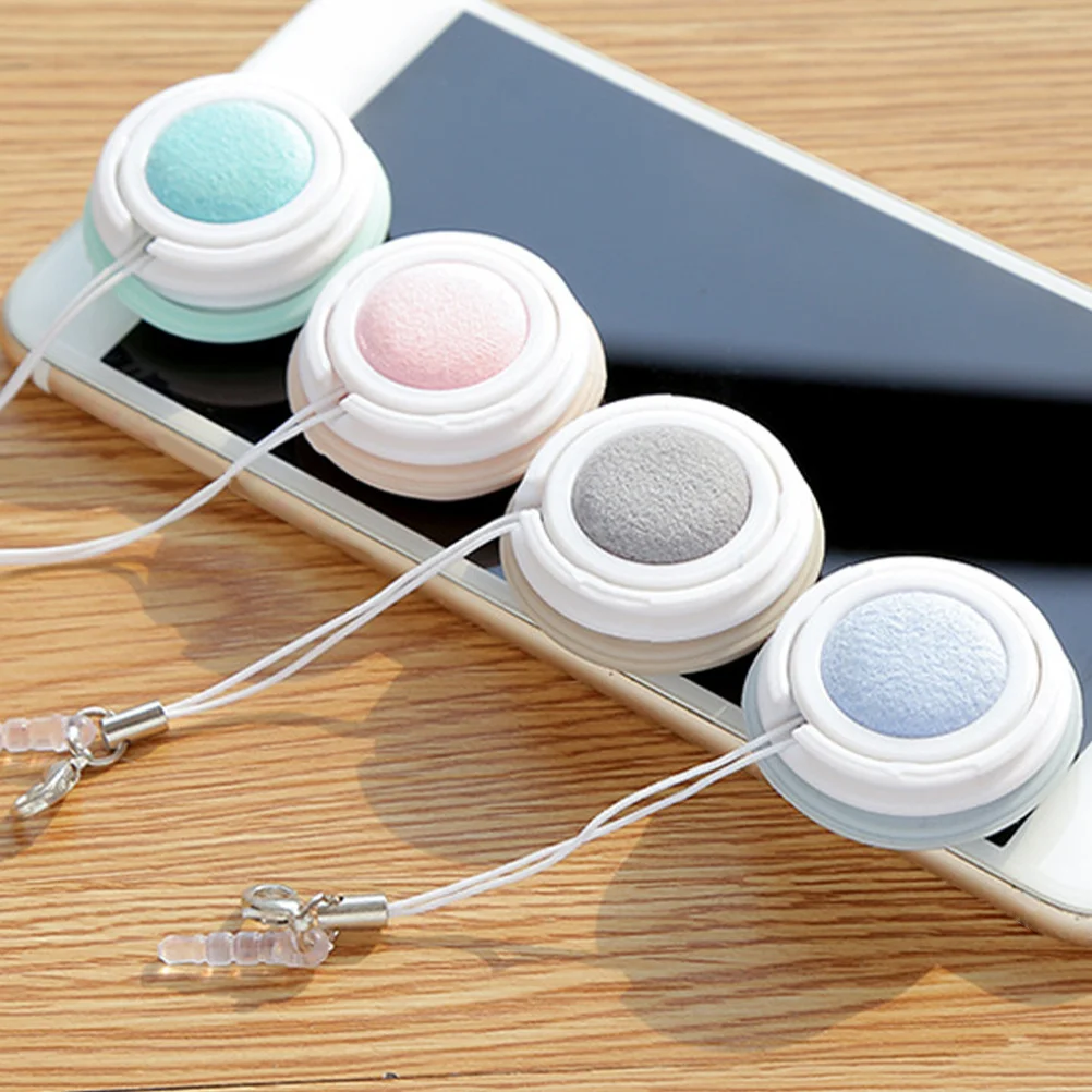 

4Pcs Reusable Screen Cleaning Cloths Macaron Design Portable with Lanyard for Glasses Lenses Electronics Dust Oil Residue