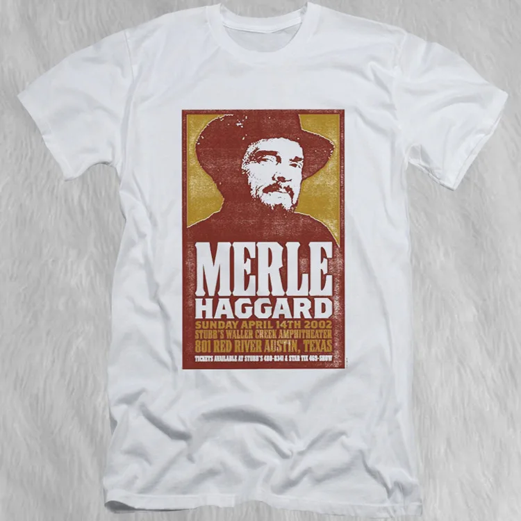 Merle Haggard 2002 Austin Texas Show White Full Size T-Shirt