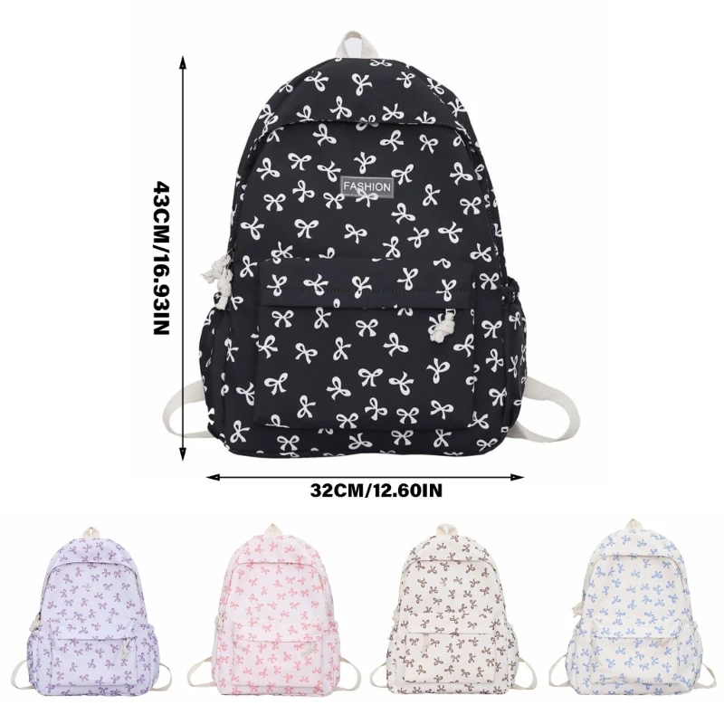 Large Capacity Backpack Student School Backpack Lovely Bows Backpack Fashion Causal Daypacks Travel Backpack for Daily