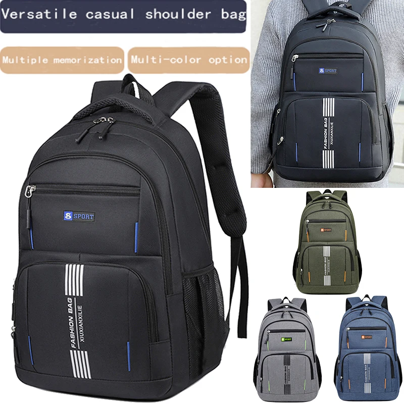 Fashion Minimalist Men’s Rucksack, Lightweight Nylon Backpack with Multiple Storage Slots for School & Weekend Trips