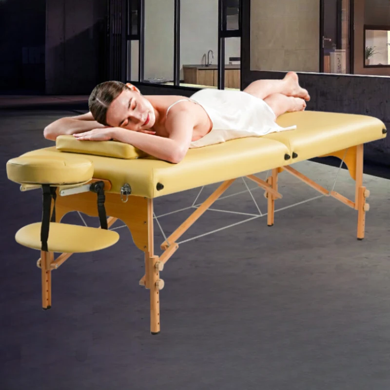 Folding massage bed beauty salon original massage physiotherapy portable household solid wood beauty bed