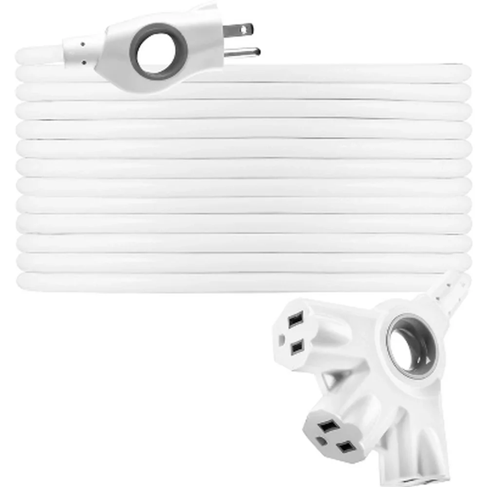 

50ft 3-Outlet Indoor Outdoor Extension Cord 16AWG Ergonomic Handles Heavy Duty Power Cable Tools Appliances Décor