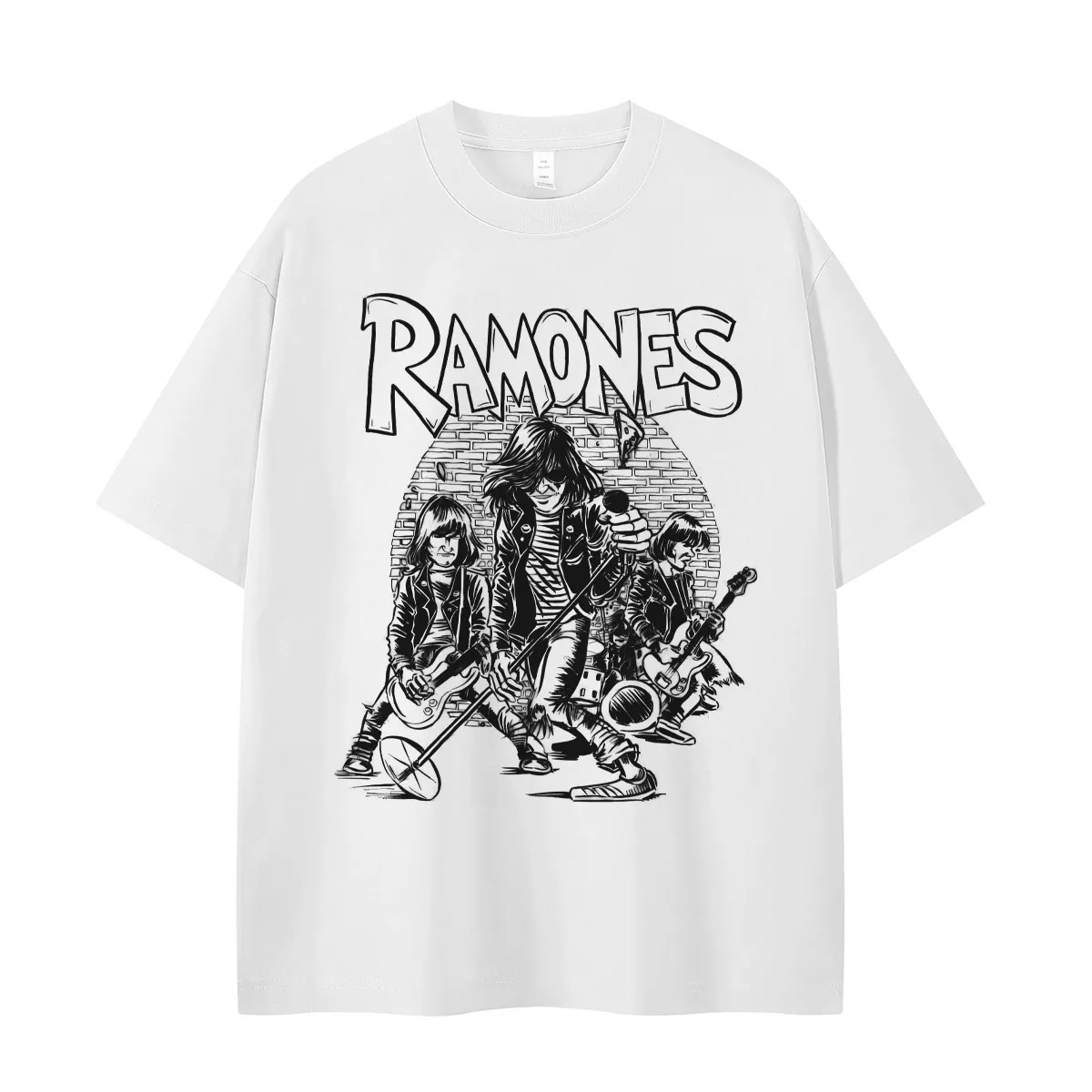 Raymonds Band Retro Human Portrait Limited Edition Design Pattern American Street Punk Rock Short-Sleeved T-Shirt