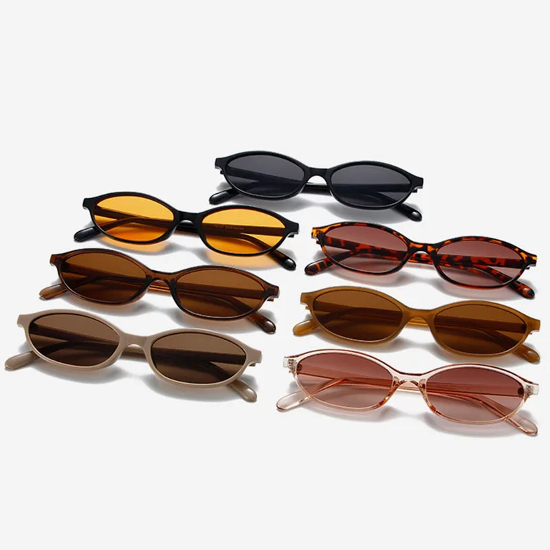 Vintage Thin Small Frame Sunglasses Women For Men Sun Glasses Luxury Brand Designer Punk Popular Hip Hop Oval Eyeglasses UV400