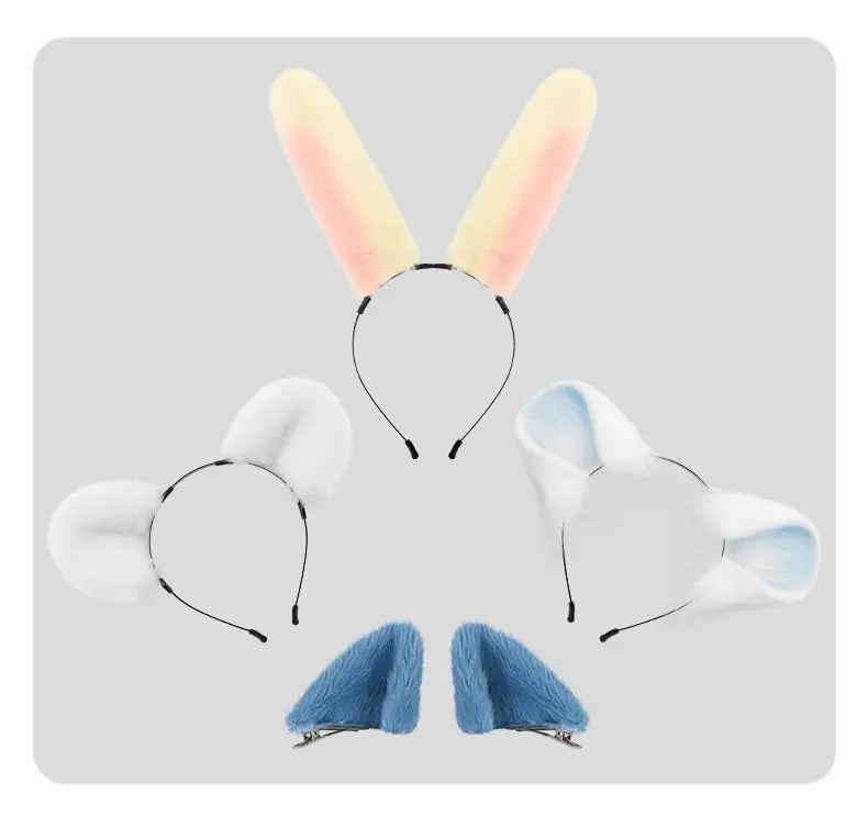 Y2K Cosplay Anime Chiikawa Usagi Momonga Rabbit Ear Headband Soft Hair Accessory Cute Fluffy Hair Hoop Women Girls Daily Party