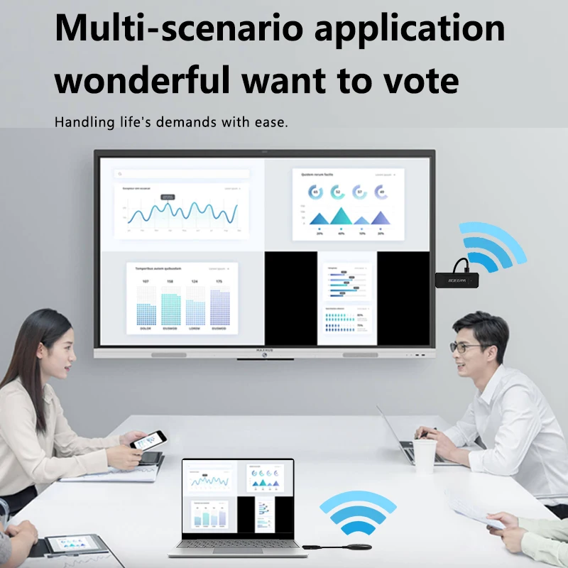 No Network Needed，HD Wireless Screen Mirroring Share Laptop & Mobile Instantly, Plug & Play,