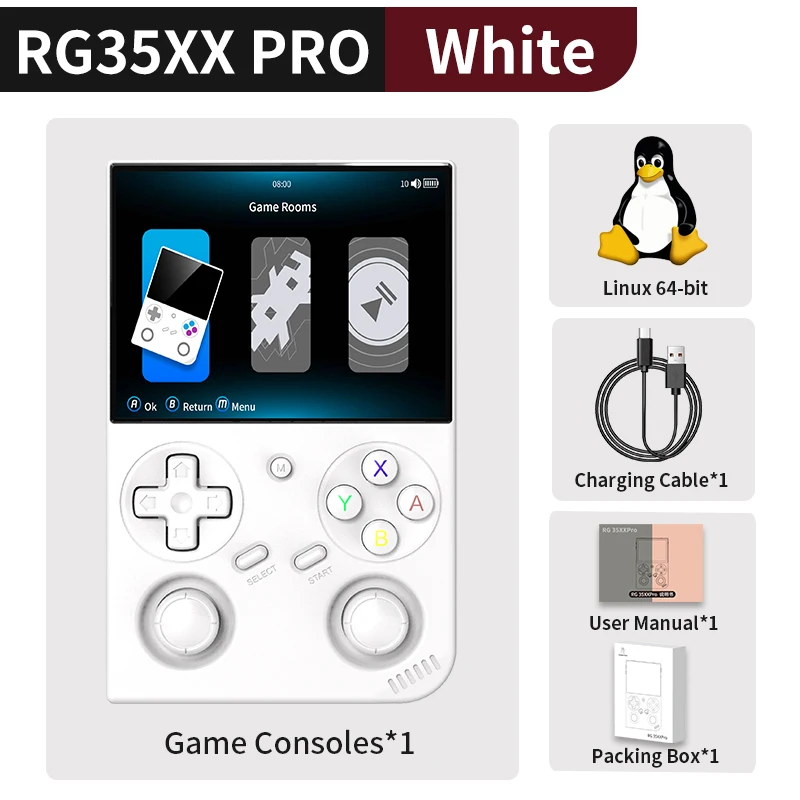 Anbernic RG 35XXPRO Retro Handheld Gameconsole 3.5'' IPS Scherm Linux 64-bit 3200mAh Draagbare Simulator Game Speler 64GB HD-Uitgang