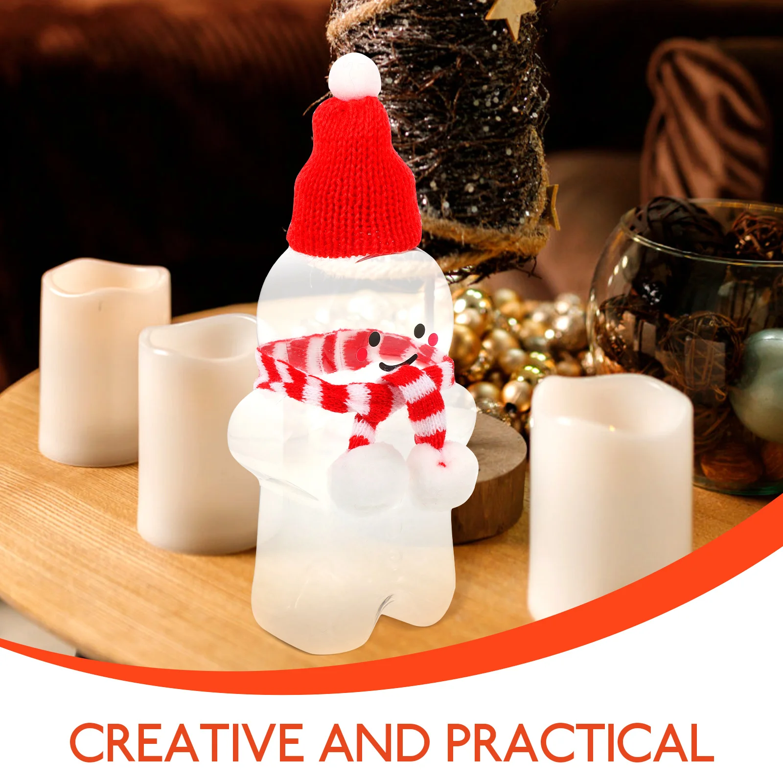 

5Sets Christmas Candy Jars Gingerbread Man Biscuit Bottles Hat Scarf Xmas Party Candy Container Creative Empty Bottles Kit