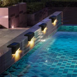 Luces laterales solares para piscina, luces LED de exterior para cubierta, escaleras, valla de paso, Patio, decoración de camino, luces nocturnas para piscina, paquete de 4