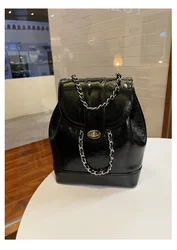 School backpacks 2024 new Korea niche mini fragrance chain shoulder bag female student wax leather shoulder bag  bags for women