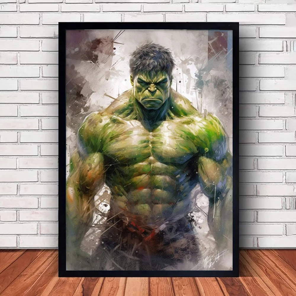 MINISO Poster Marvel Canvas Wall Art Print Mural Spider-Man Hulk Captain America Poster Home Decor Gift for Friends Unframed