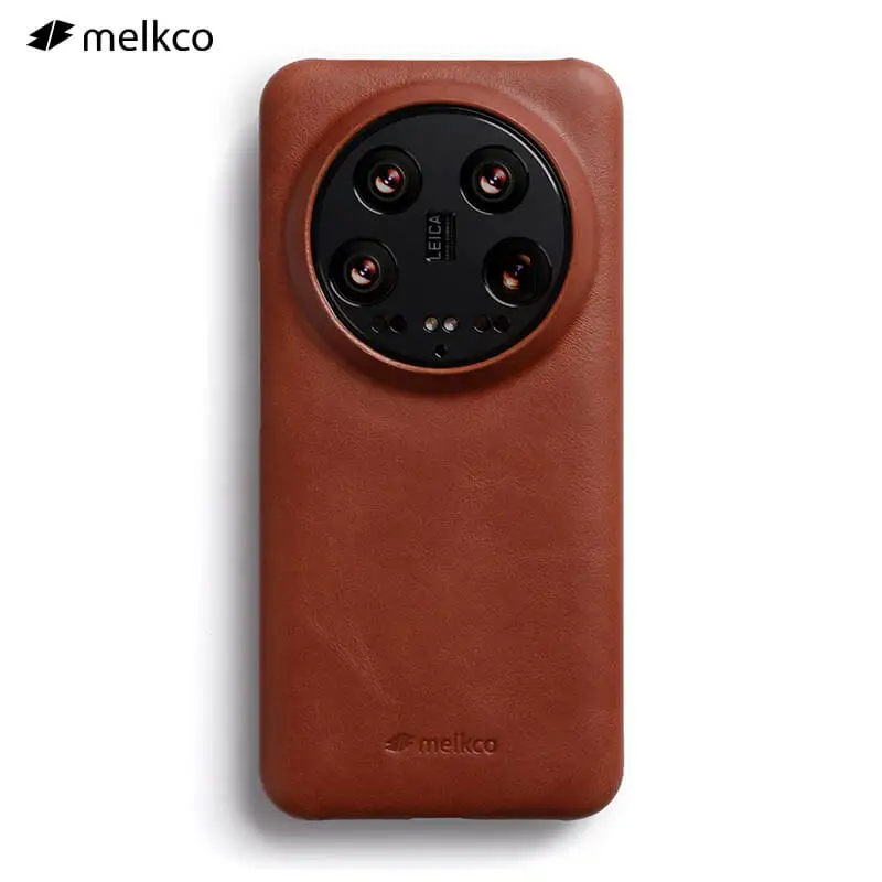 Melkco Half-pack Genuine Leather Mobile Phone Case Luxury Fashion Business Fit Mobile Phone Protective Case for Xiaomi 14 Ultra