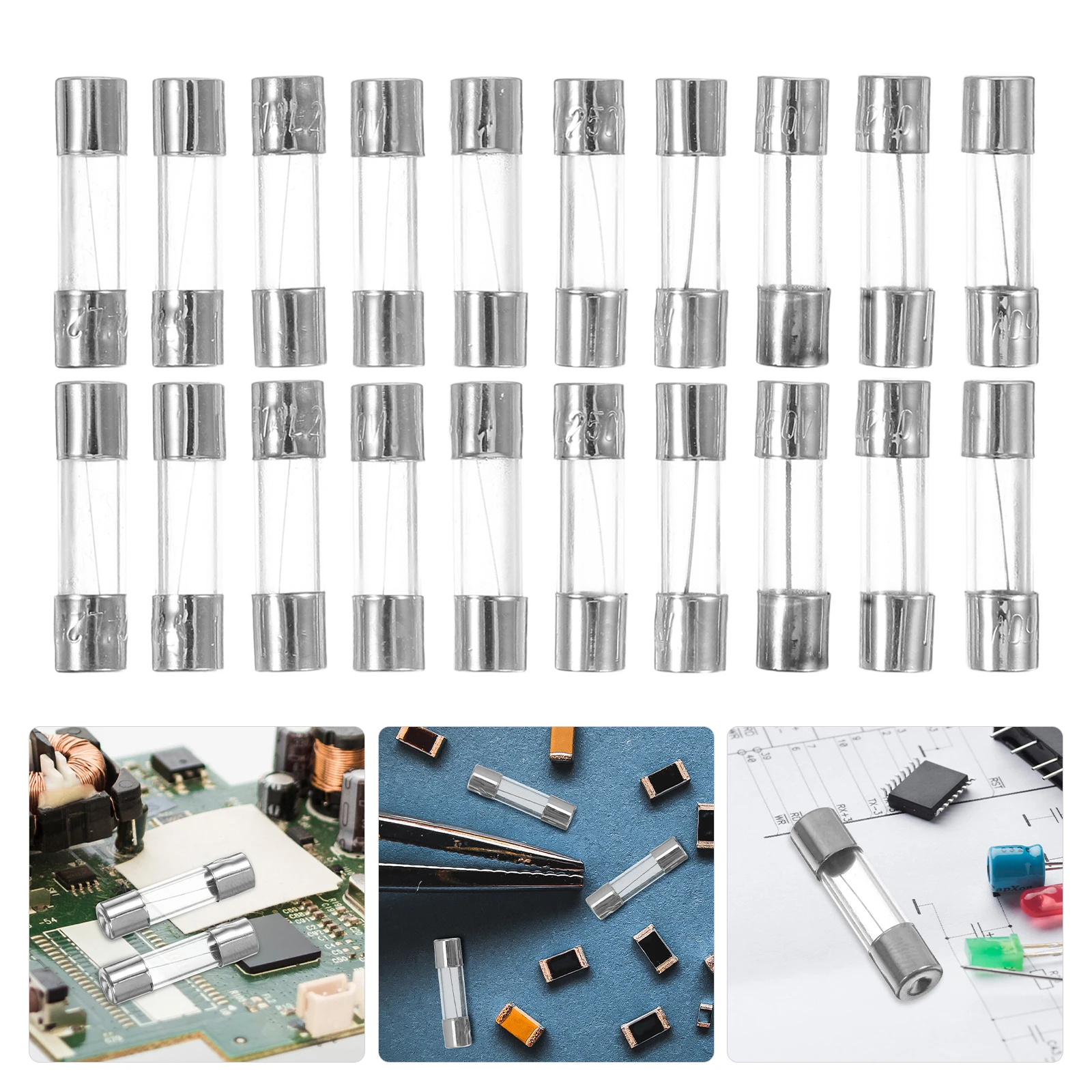 

1 Set 5X20Mm Transparent Fast Blow Kit 0.2A-20A Assorted Current Range Household Industrial Protection Car Electronic Devices