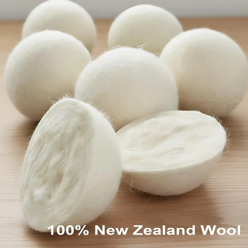 6-Pack XL Wool Dryer Balls - Natural Fabric Softener, Reduces Wrinkles & Drying Time, Hypoallergenic, Softens & Fluffs Clothes