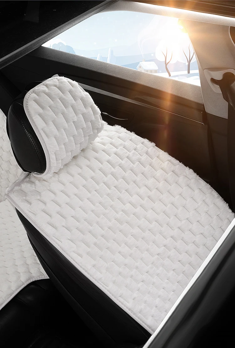 وسادة مقعد آلهة الشتاء المنفوش الدفء - غطاء سميك لجميع المواسم لجميع مقاعد السيارة (مجموعة مكونة من 5 قطع لـ 3 مقاعد) #1