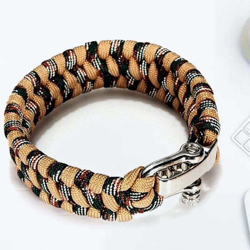 Braccialetti intrecciati Paracord per uomo donna campeggio esterno paracadute corda chiusura braccialetto di sopravvivenza multifunzione regolabile