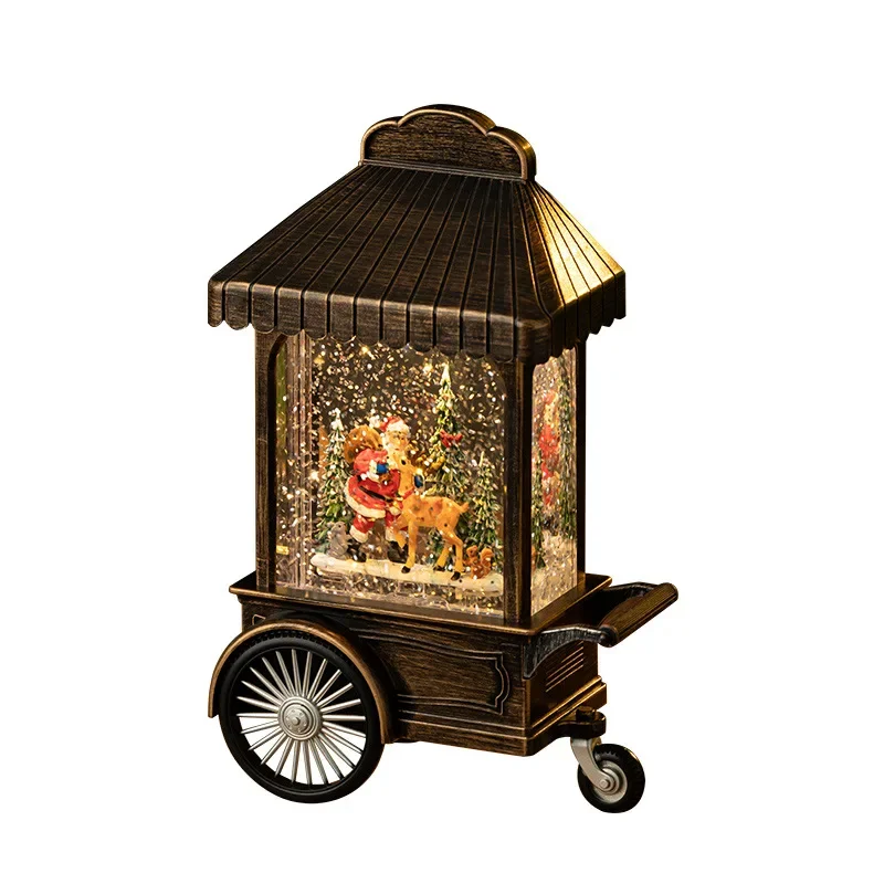 

Christmas Home Decorations Crafts Scene Arrangement Elderly Cart Snow Crystal Ball Ornament